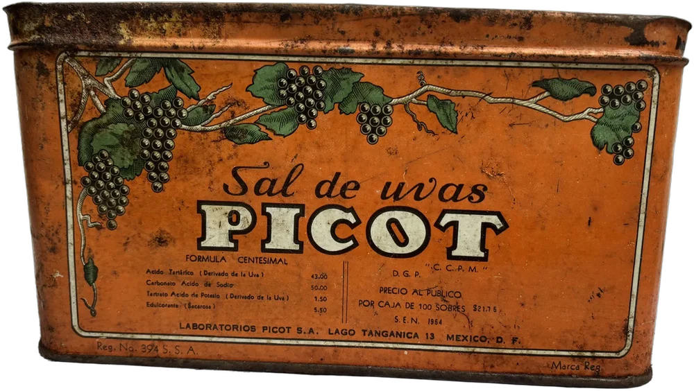 Antigua Lata Picot Naranja Sin Tapa Litografíada