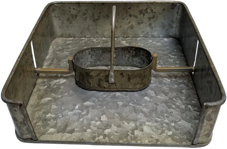 Antiguo Servilletero De Metal Galvanizado Cantina Vintage Plateado