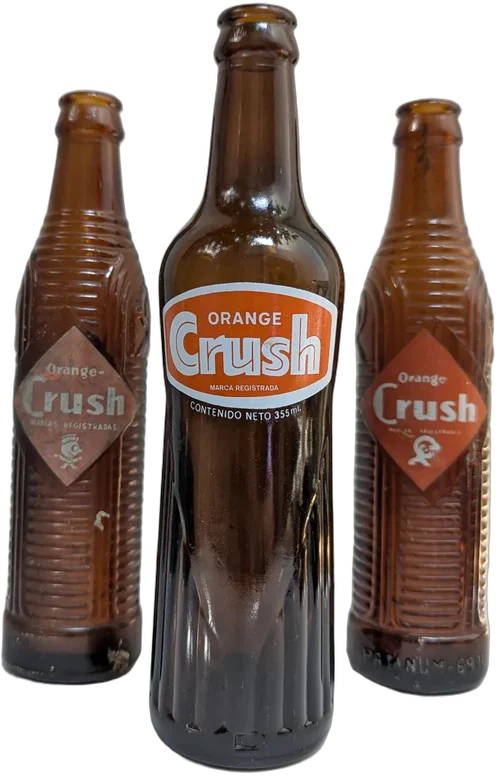 Antiguas Botellas Orange Crush Ambar (lote De 3 Piezas) Orante Crush