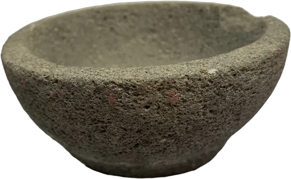 Antiguo Mortero Tipo Molcajete Piedra Volcánica Gris Oscuro