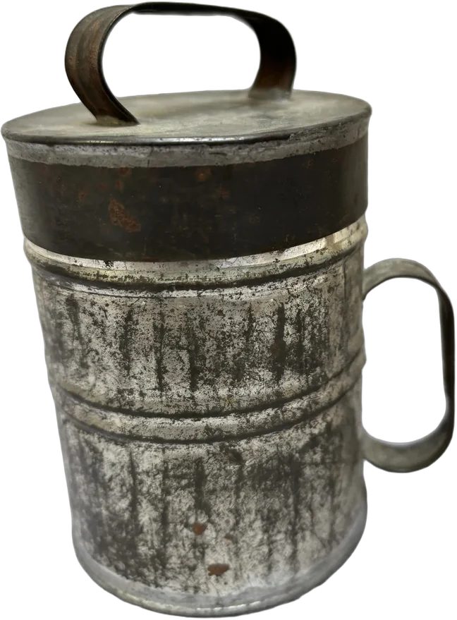Antiguo Bote Especiero Chico Lámina Gris Oscuro