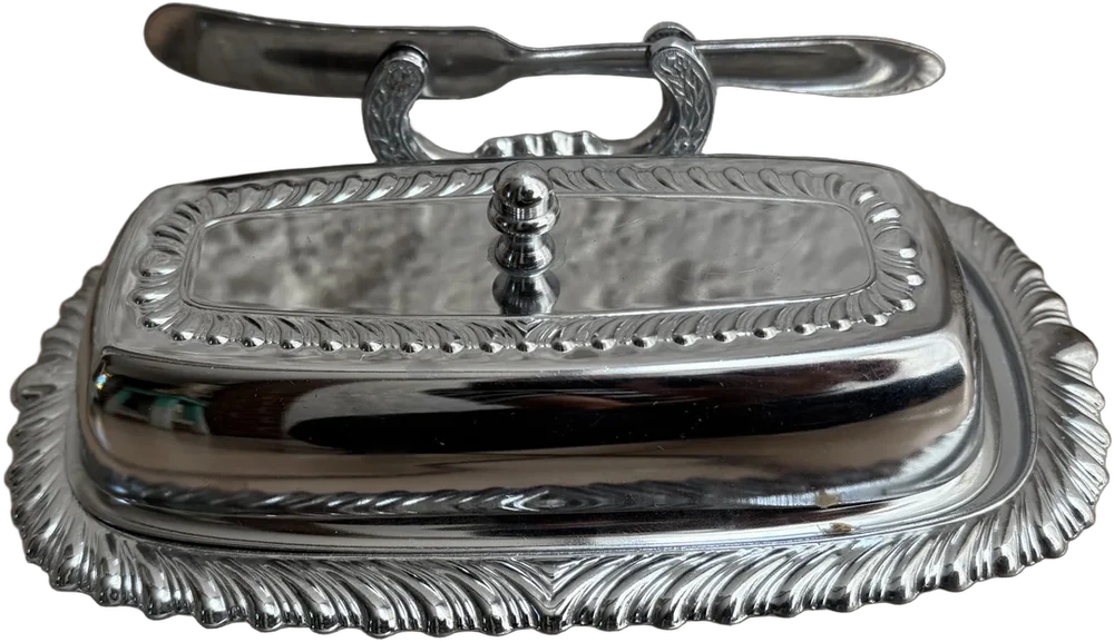 Mantequillera Vintage Marca Irvinware Acero Inoxidable Plateado