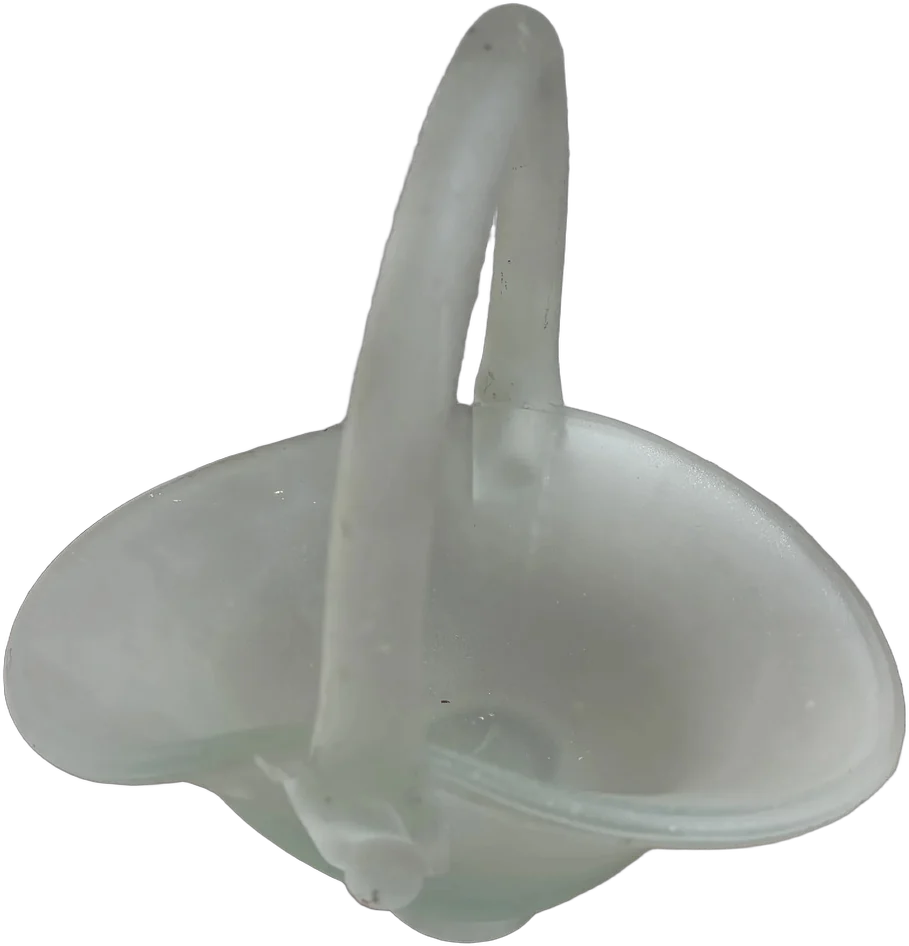 Vintage Canasta Decorativa De Vidrio Esmerilado Blanco