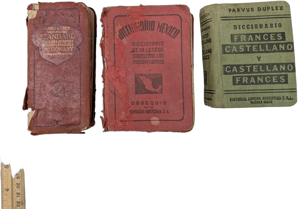 Vintage Lote 3 Diccionarios Antiguos De Bolsillo Colección