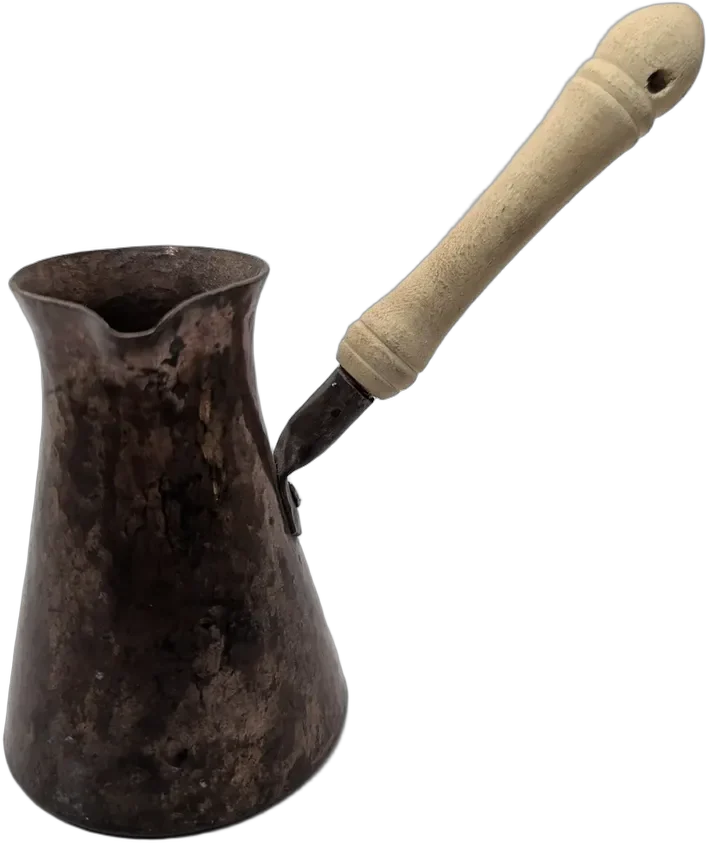 Antiguo Pocillo Cafetera Turca De Cobre Artesanal Naranja Oscuro