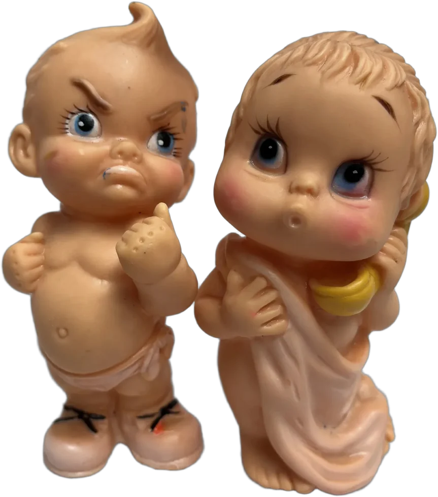 Vintage Muñecos Bebés Estilo Kewpie Chillones Vinil