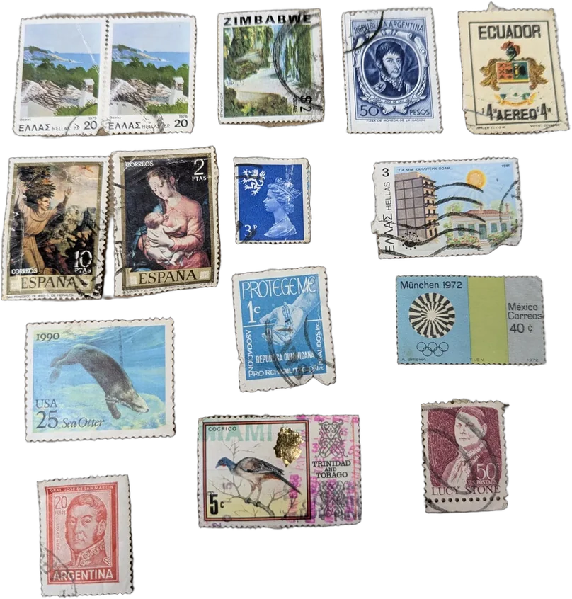 Antiguo Lote De Timbres Postales Internacionales Colección