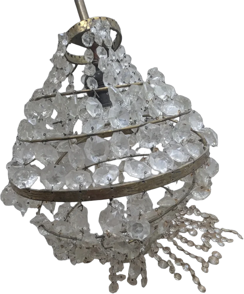 Antigua Lampara De Techo Gota Cristal Chandelier Faltantes