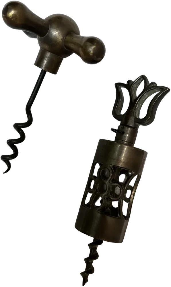 Dos Sacacorchos Vintage Coleccionables Bronce Dorado Oscuro