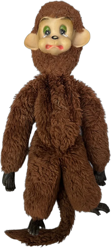 Vintage Monito De Peluche Cara, Manos Y Pies De Vinil