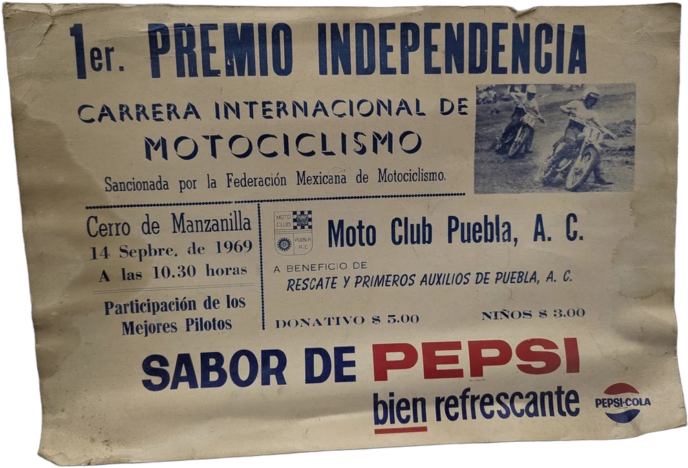 Antiguo Cartel Motociclismo 1969 Premio Independencia Pepsi