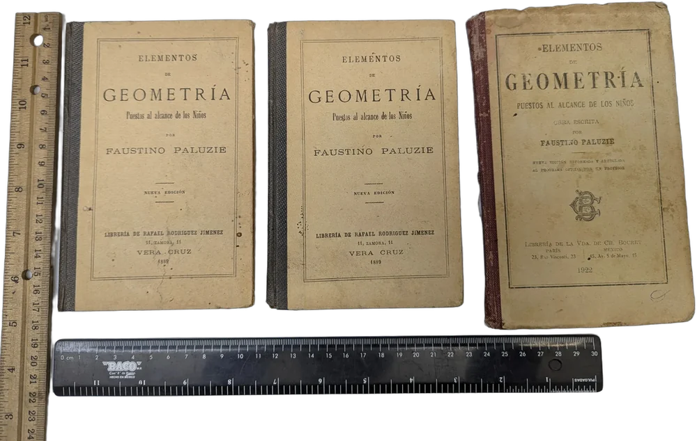 Antiguo Lote 3 Libros Elementos Geometria Faustino Paluzie