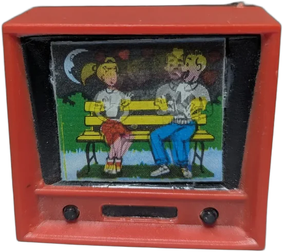 Vintage Sacapuntas Deposito Mini Tele Lenticular Oberthur Rojo