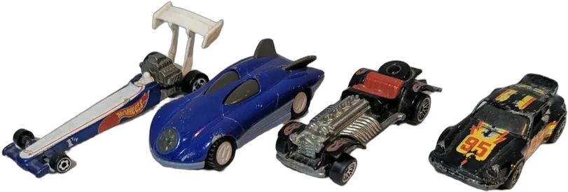 Vintage Lote De 4 Carritos Hot Wheels Varias Epocas Naranja Claro
