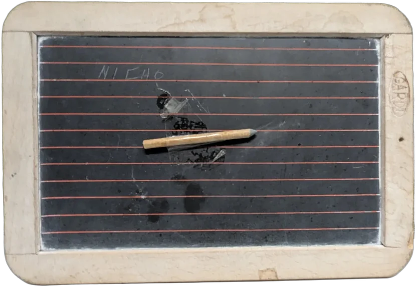 Vintage Antigua Pizarra Escolar De Madera Gardi Con Lapiz