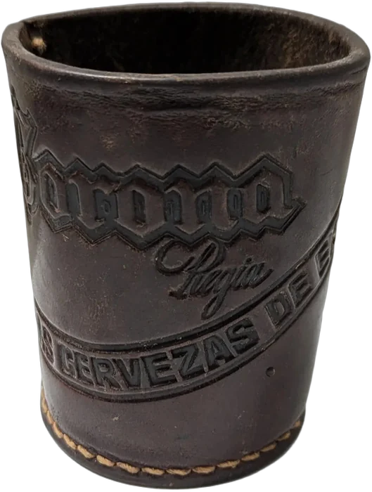 Antiguo Vaso Cubilete Piel Cerveza Corona Talabartería