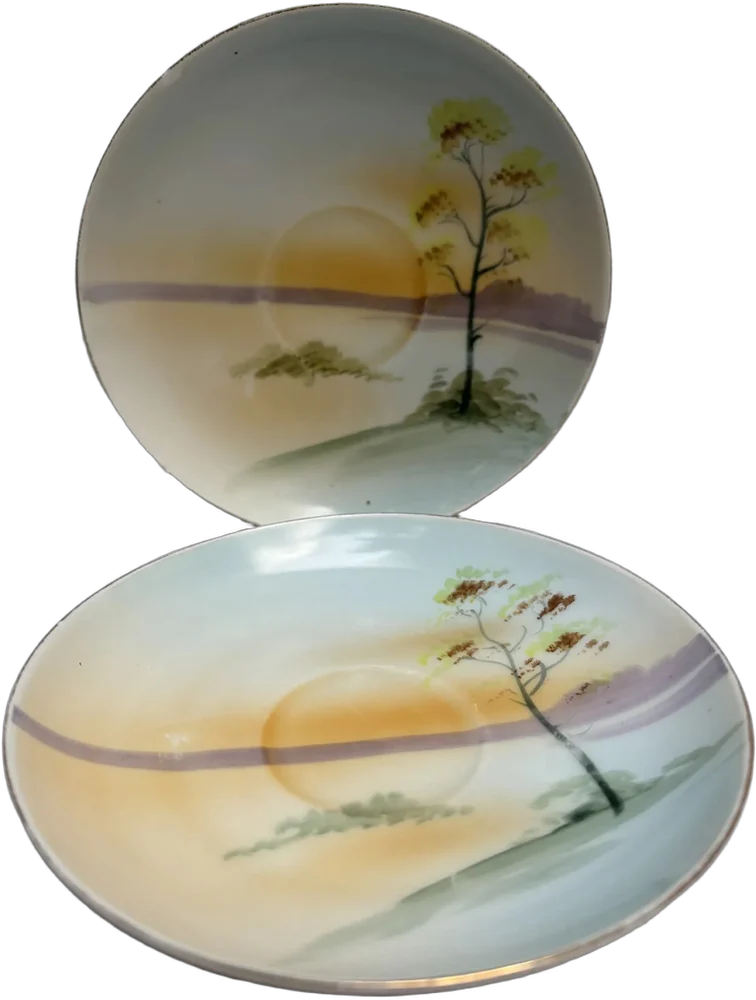 Antiguos Platos Porcelana Pintados A Mano Japón Morimura Bro Multicolor Paisaje