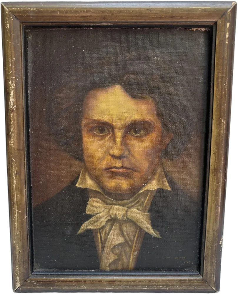Antiguo Retrato Al Óleo Ludwig Van Beethoven