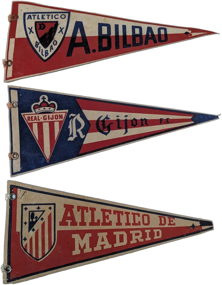 Antiguos Banderines Futbol Español Bilbao Gijon Y Atletico