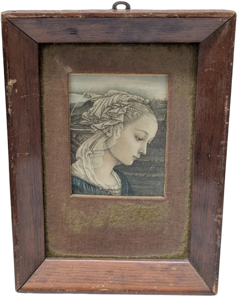 Antiguo Cuadro Miniatura En Cera Virgen C Niño Filippo Lippi
