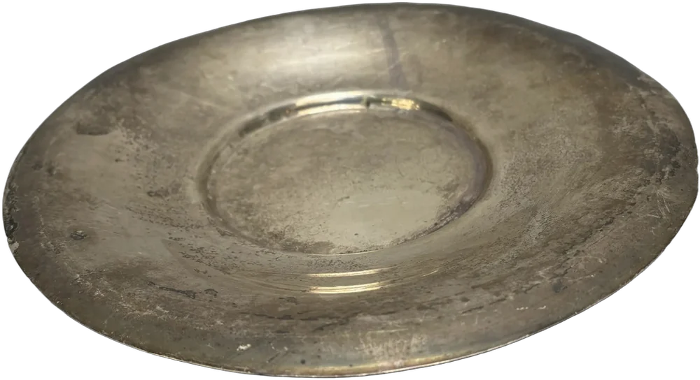 Antiguo Plato De Servicio Plateado Plateado Minimalista