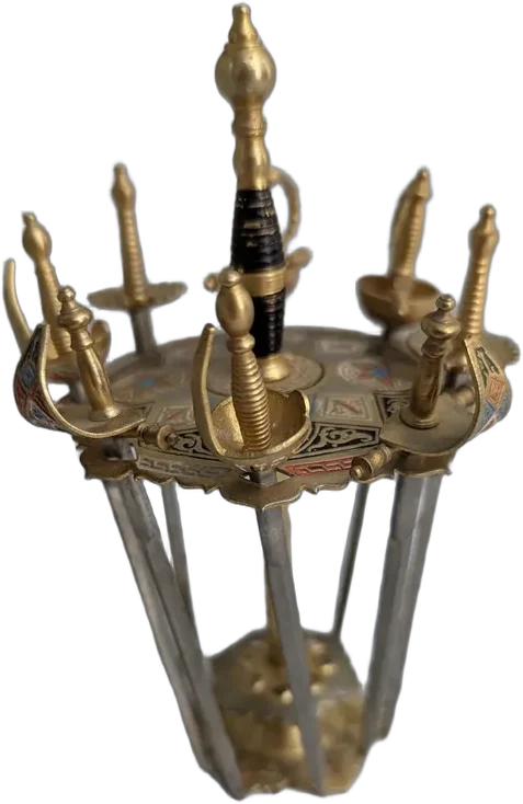 Antiguo Juego De Picas Botana Espadas De Toledo Damasquinado