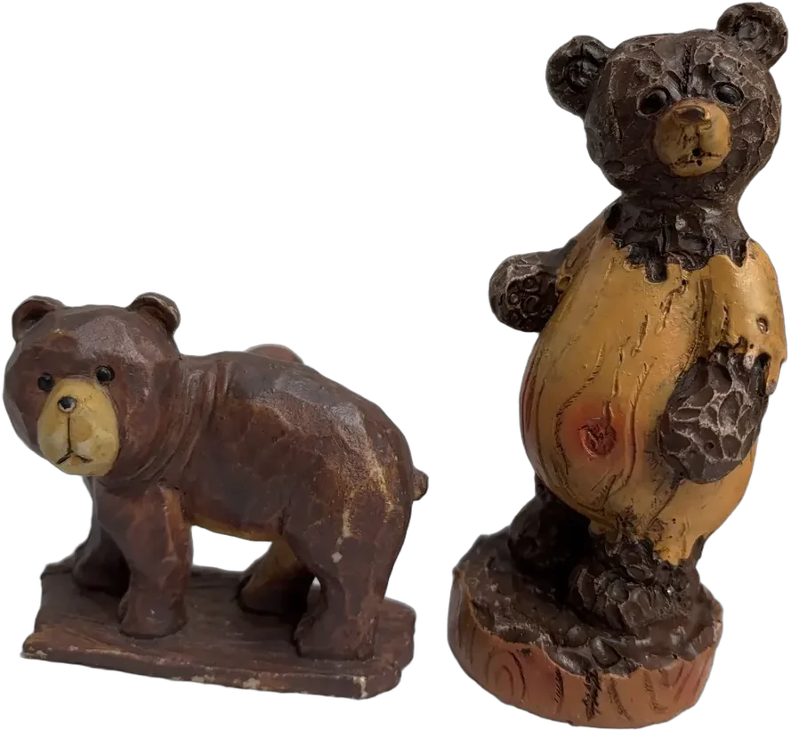 Par De Figuritas Osos Decorativos Vintage 8 Cm Café Y Dorado