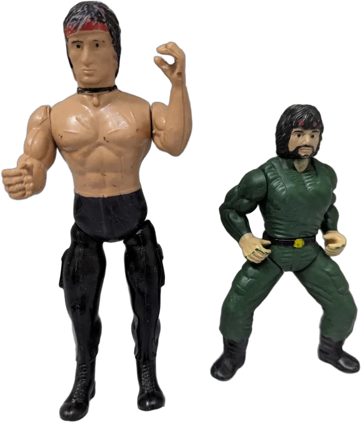 Lote 2 Figuras Acción Vintage Estilo Rambo Y Soldado