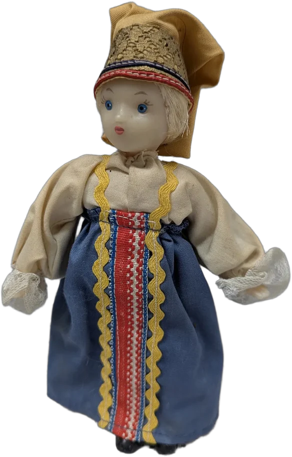 Muñeca Vintage Traje Regional Sueco Escandinavo 20 Cm