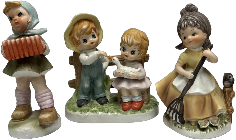 Lote De 3 Figuritas De Porcelana Vintage Niñas
