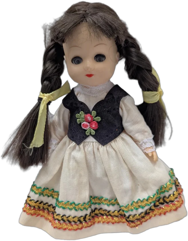Muñeca Alemana Vintage Traje Típico Ojos Móviles 1950s