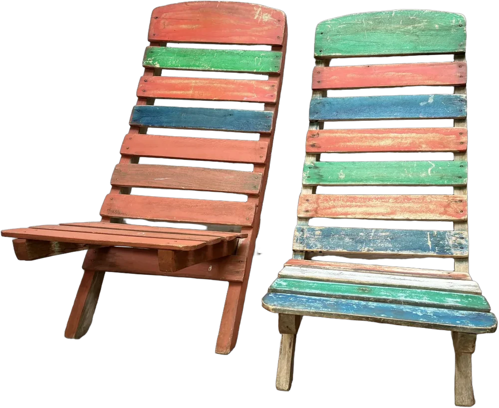 Vintage Sillas Plegables Para Reposar Madera Multicolor